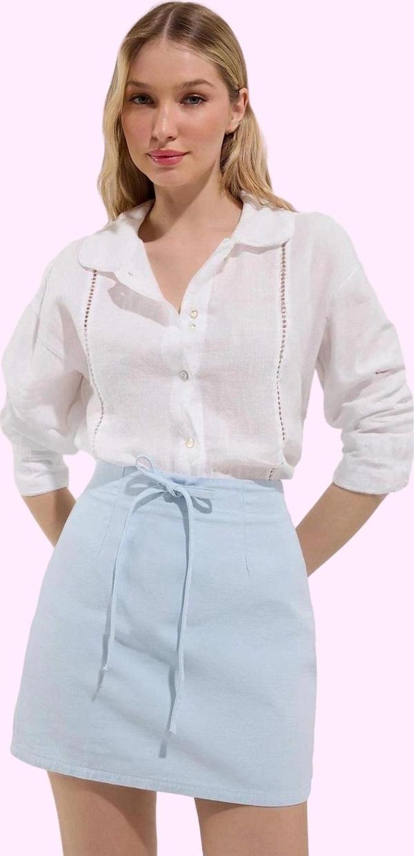 Kadın Denim Mini Etek Bağcıklı Bel Detayı Casual Günlük Stil Hafta Sonu Yaz Aylarının Vazgeçilmezi - Image 1
