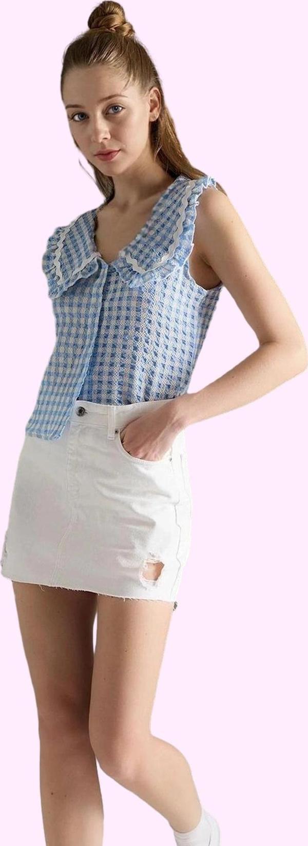 Kadın Yüksek Bel Mini Denim Etek Pamuklu Yaz Günlük Kombinler Hafta Sonu Dayanıklı Malzeme - Image 1