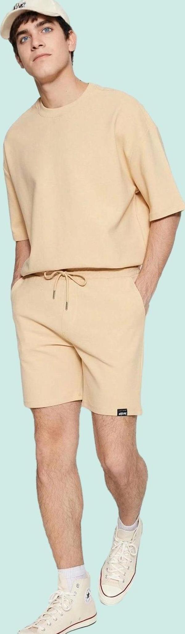 Erkek Pamuklu Dokulu Şort Normal Bel Boru Paça Rahat Günlük Stiller Yaz Aylarının Vazgeçilmezi - Image 1