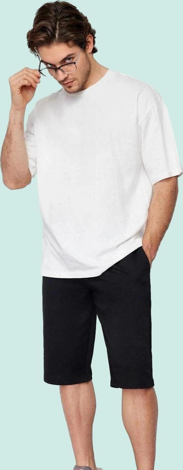 Erkek Basic Regular Normal Kesim Uzun Boy Lastikli Şort Rahat Günlük Kullanım Modern Tasarım - Image 1