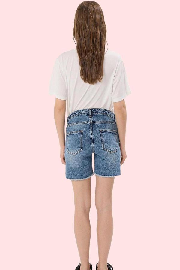 Hamile Kadın Denim Şort Yüksek Bel Geniş Paça Regular Boy Günlük Yaz Aylarının Vazgeçilmezi - Image 1