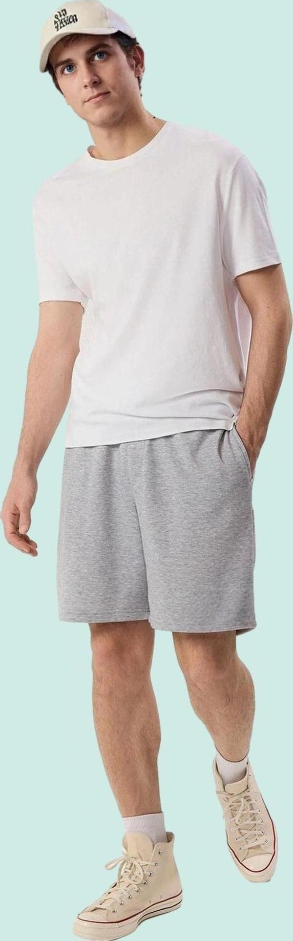 Erkek Melanj Oversize Şort Geniş Kesim Rahat Günlük Spor Hafta Sonu Yaz Aylarının Vazgeçilmezi - Image 1