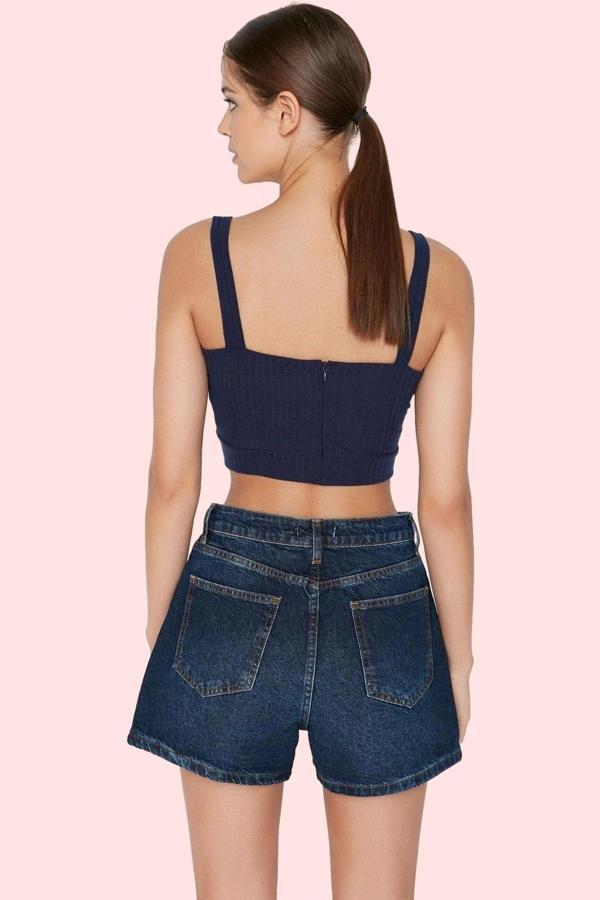 Kadın Denim Şort Yüksek Bel City Short Kısa Boy Pamuk Günlük Kombinler Yaz Aylarının Vazgeçilmezi - Image 1