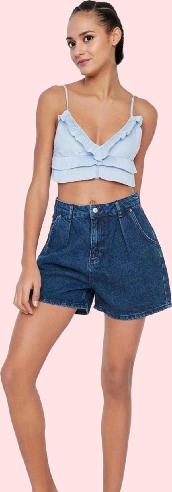 Kadın Denim Şort Yüksek Bel City Short Boru Paça Pamuklu Yaz Aylarının Vazgeçilmezi Günlük Kullanım - Image 1