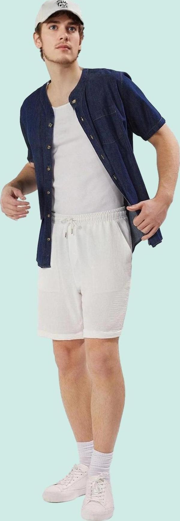 Erkek Keten Görünümlü Relaxed Şort Rahat Günlük Yazlık Kombinler Yaz Aylarının Vazgeçilmezi - Image 1