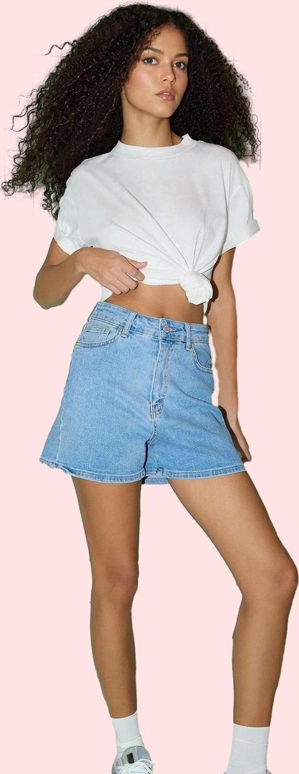 Kadın Yüksek Bel Denim Şort City Kalıp Boru Paça Günlük Yaz Hafta Sonu Stilin Buluştuğu Yer - Image 1