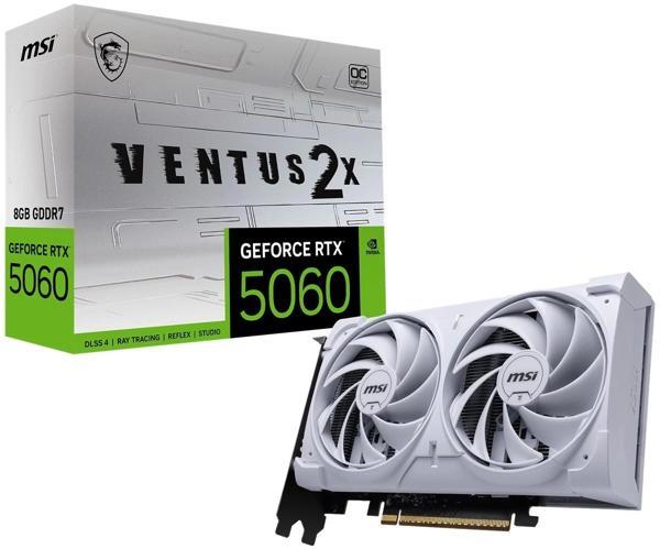 Msı Geforce Rtx 5060 8g Ventus 2x Oc Whıte Gddr7 128b Dx12 Pcıe 5.0 X16 (3xdp 1xhdmı) - Image 1