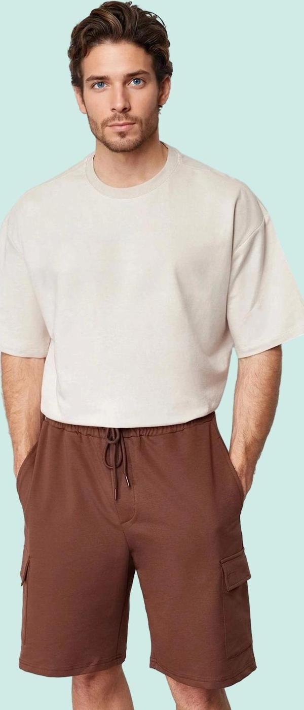 Erkek Geniş Paça Şort Aplike Detay Casual Günlük Stil Hafta Sonu Yaz Aylarının Vazgeçilmezi - Image 1