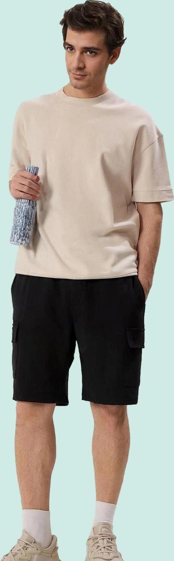 Erkek Geniş Paça Şort Aplike Detay Casual Günlük Stil Hafta Sonu Yaz Aylarının Vazgeçilmezi - Image 1