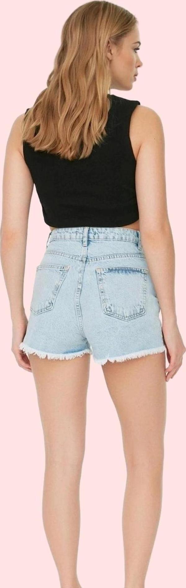 Kadın Denim Yüksek Bel Geniş Paça Şort Pamuklu Yaz Aylarının Vazgeçilmezi Günlük Kombinler - Image 1