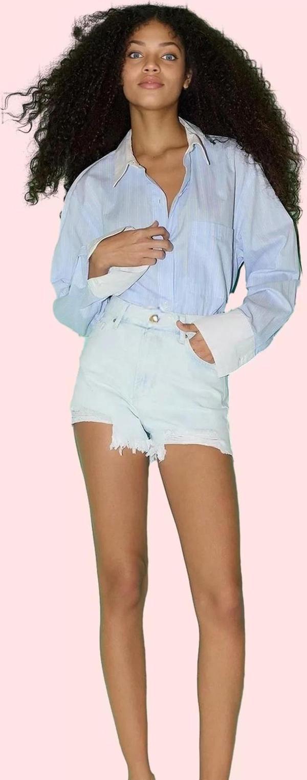 Kadın Yüksek Bel Geniş Paça Denim Şort Pamuk Yaz Aylarının Vazgeçilmezi Stilin Buluştuğu Yer - Image 1