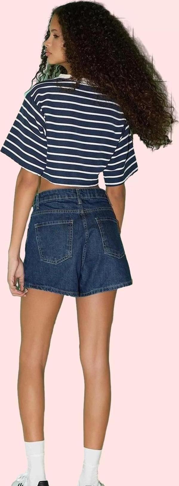 Kadın Geniş Paça Denim Şort City Short Kalıp Pamuklu Günlük Stil Yaz Aylarının Vazgeçilmezi - Image 1