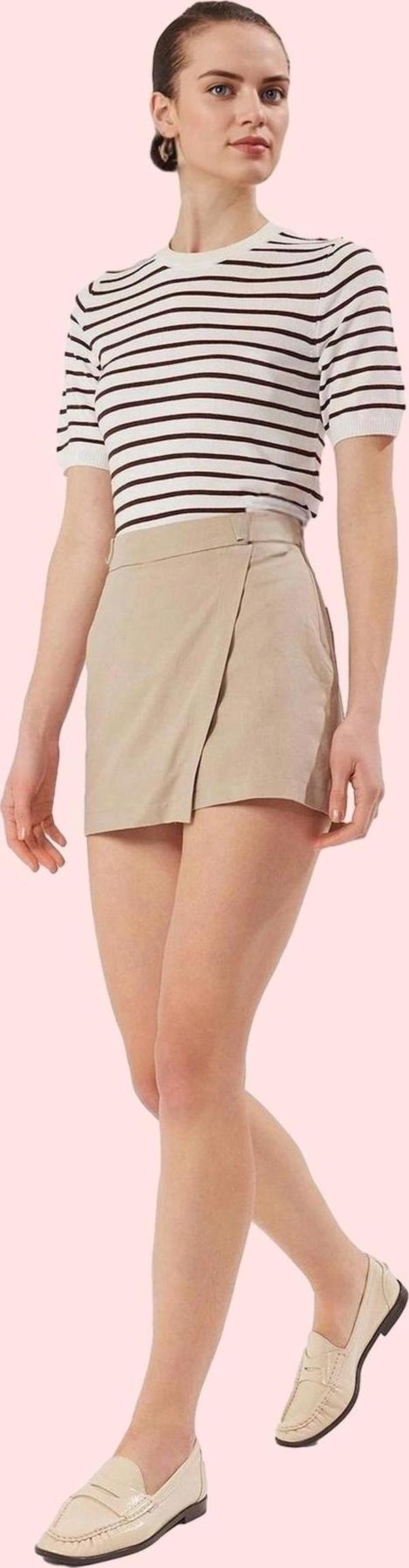 Kadın Gabardin Şort Etek Kısa Boy Normal Bel Pamuklu Günlük Kombinler Yaz Aylarının Vazgeçilmezi - Image 1