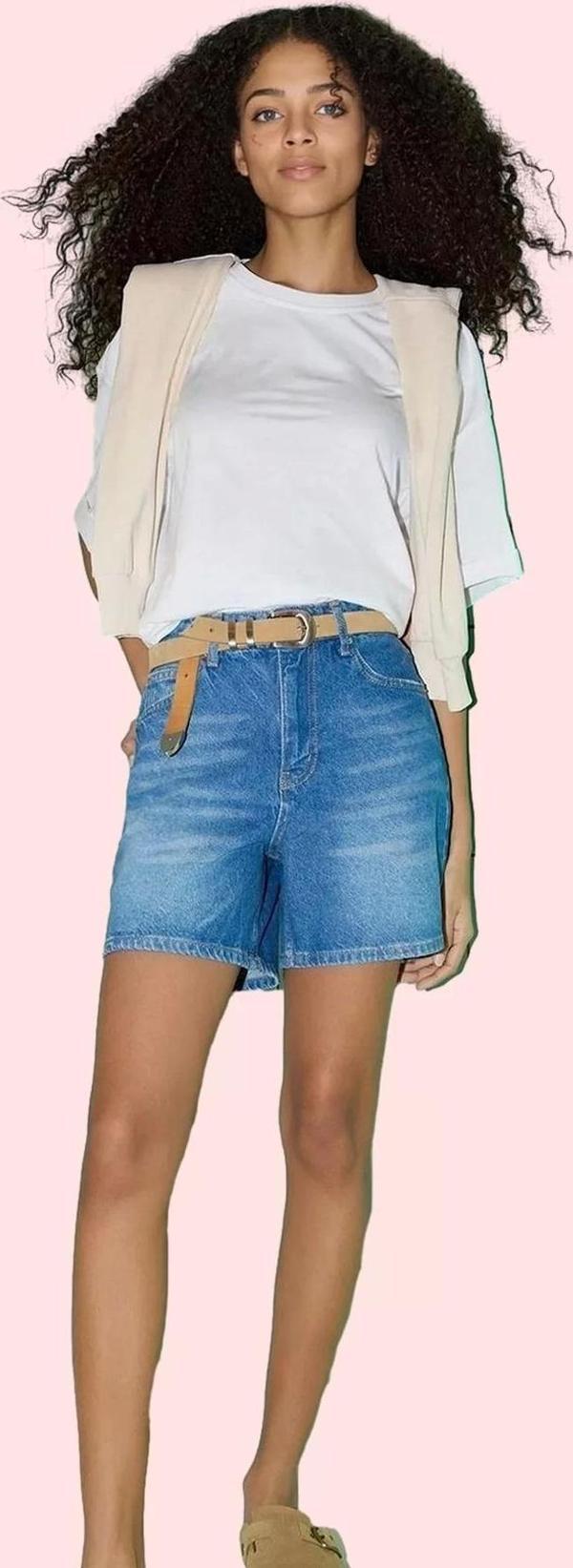 Kadın Yüksek Bel Geniş Paça Denim Şort Yaz Aylarının Vazgeçilmezi Günlük Kombinler Hafta Sonu - Image 1