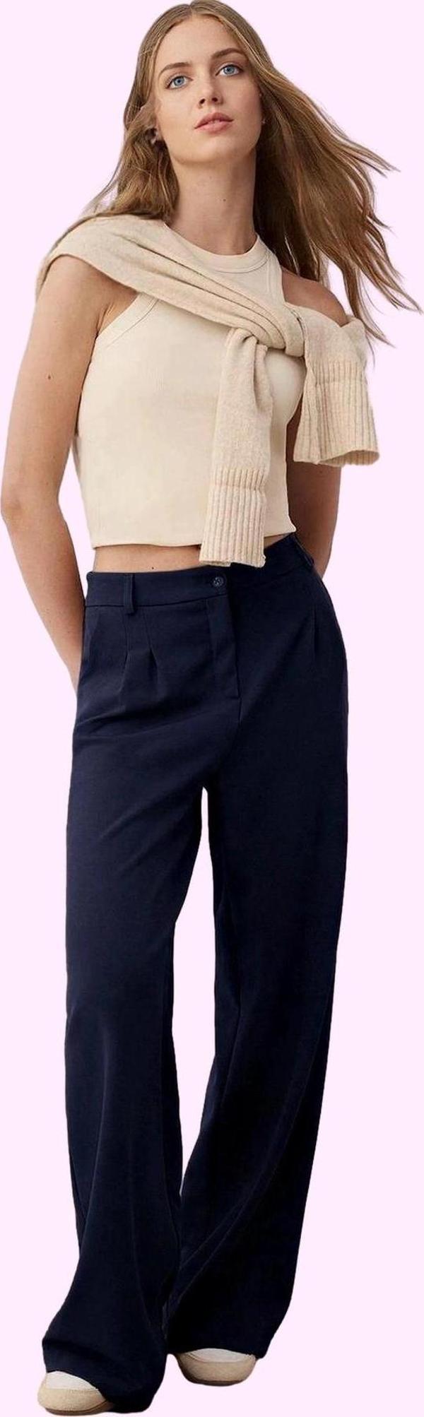 Kadın Geniş Paça Uzun Pantolon Düz Desen Wide Leg Yüksek Bel Günlük Yaz Aylarının Vazgeçilmezi - Image 1