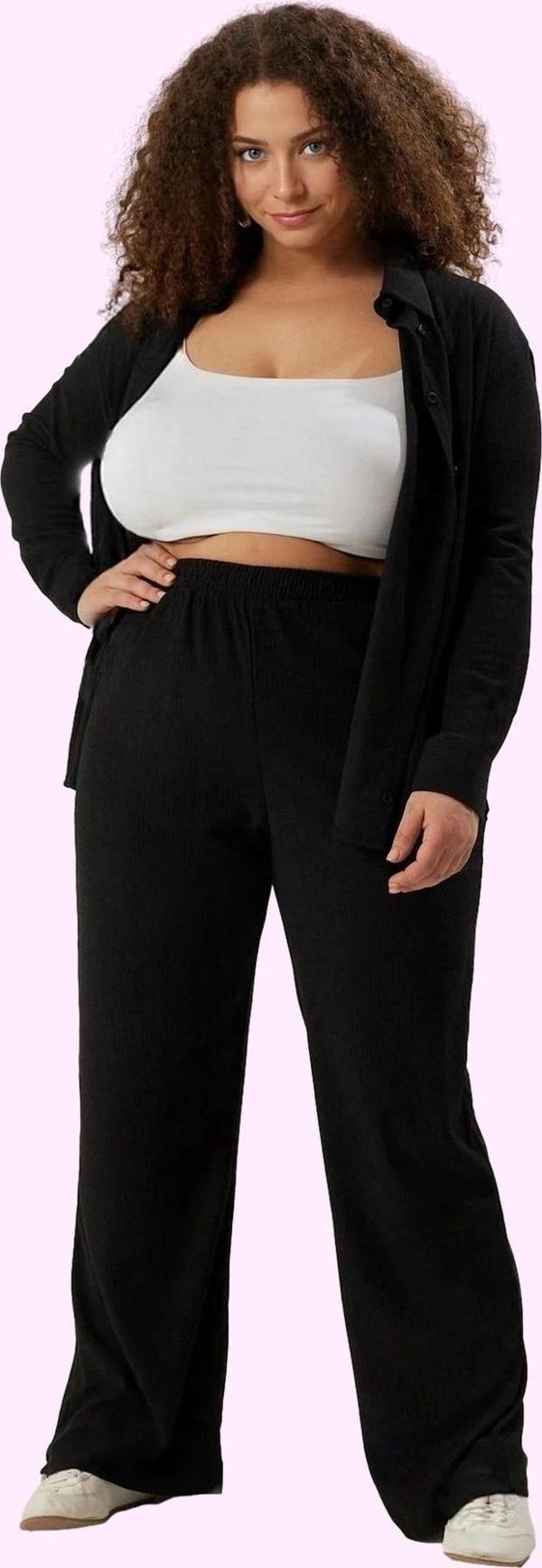 Kadın Yüksek Bel Geniş Paça Straight Pantolon Günlük Kullanım İçin Rahat Dayanıklı Malzeme - Image 1
