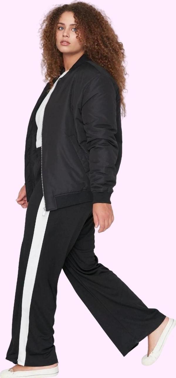 Kadın Geniş Paça Örme Pantolon Yüksek Bel Renk Bloklu Desen Regular Yaz Aylarının Vazgeçilmezi - Image 1
