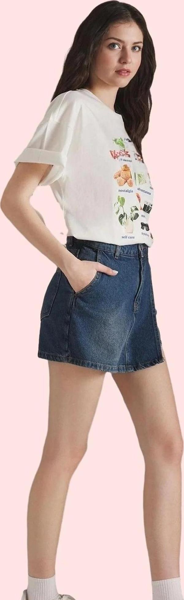 Kadın Denim Şort Etek Normal Bel Düz Desen Yaz Aylarının Vazgeçilmezi Stilin Buluştuğu Yer - Image 1