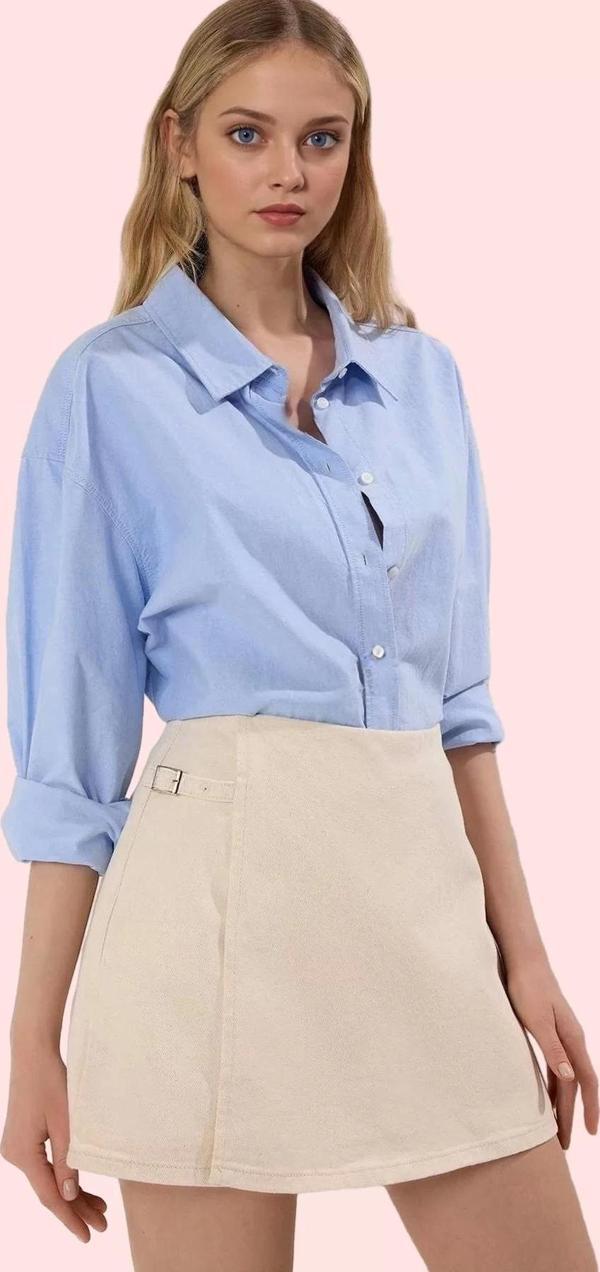 Kadın Denim Şort Etek Yüksek Bel Boru Paça Pamuklu Günlük Stil Hafta Sonu Kaliteli Malzeme - Image 1