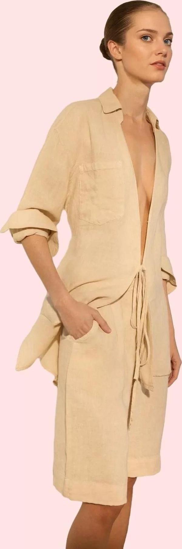 Kadın Keten Bermuda Şortolon Geniş Paça Yüksek Bel Kısa Boy Yazlık Yaz Aylarının Vazgeçilmezi - Image 1