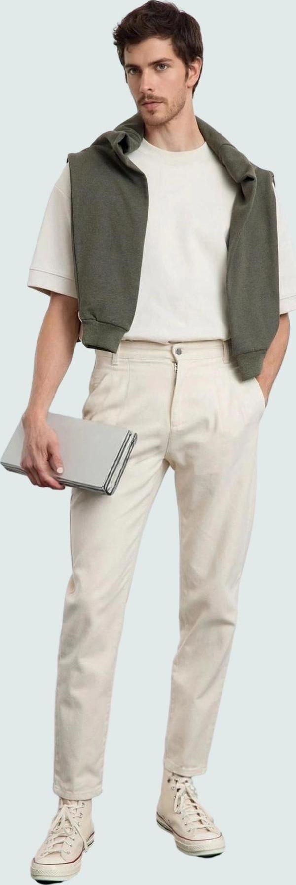 Erkek Pamuk Gabardin Dokuma Pantolon Regular Fit Günlük Kullanım Yaz Aylarının Vazgeçilmezi - Image 1