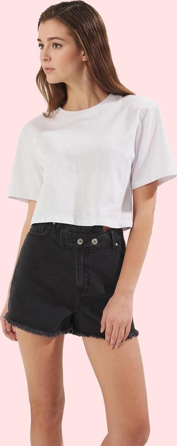 Kadın Yüksek Bel Boyfriend Mini Denim Şort Pamuk Günlük Kombinler Yaz Aylarının Vazgeçilmezi - Image 1
