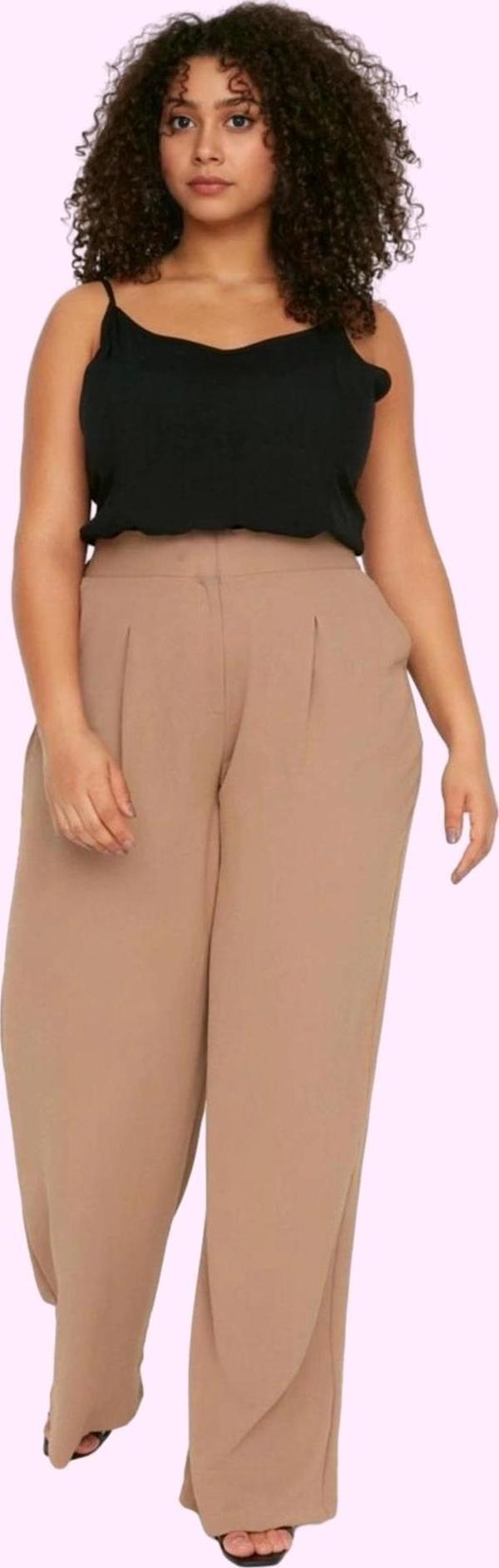 Kadın Yüksek Bel Geniş Paça Dokuma Pantolon Fermuarlı Casual Günlük Yaz Aylarının Vazgeçilmezi - Image 1