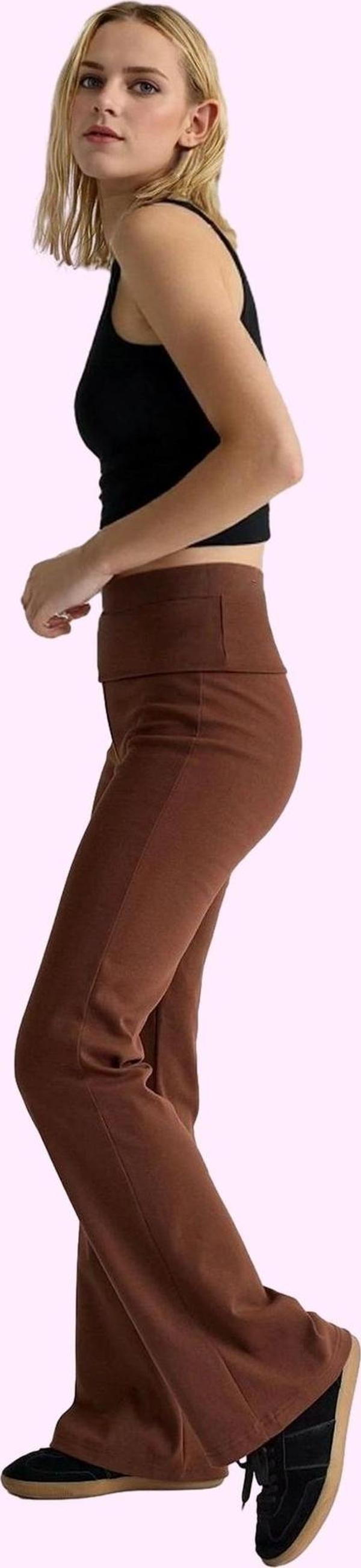 Kadın İspanyol Paça Örme Pantolon Normal Bel Düz Desen Günlük Kullanım Yaz Aylarının Vazgeçilmezi - Image 1