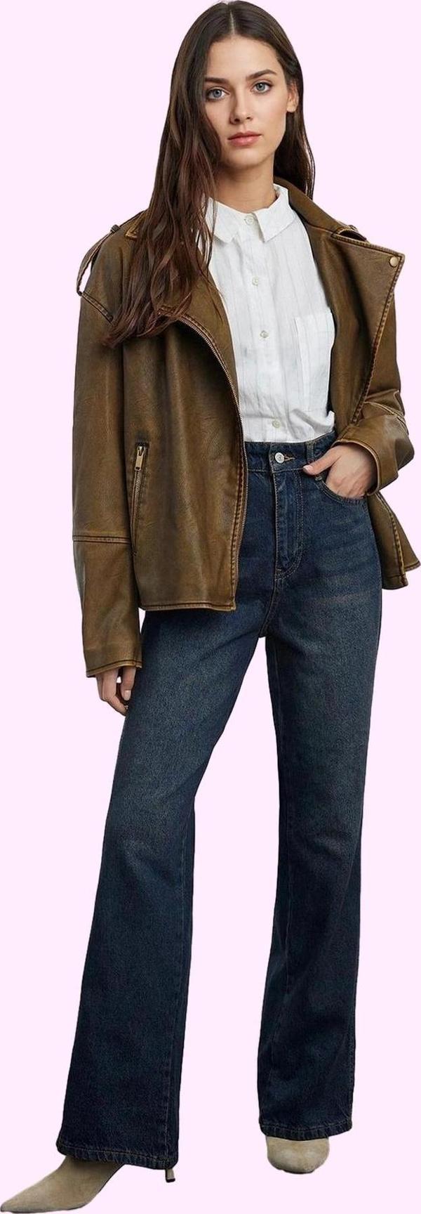 Kadın Yüksek Bel Geniş Paça Uzun Boy Jean Pantolon Pamuklu Günlük Stil Yaz Aylarının Vazgeçilmezi - Image 1