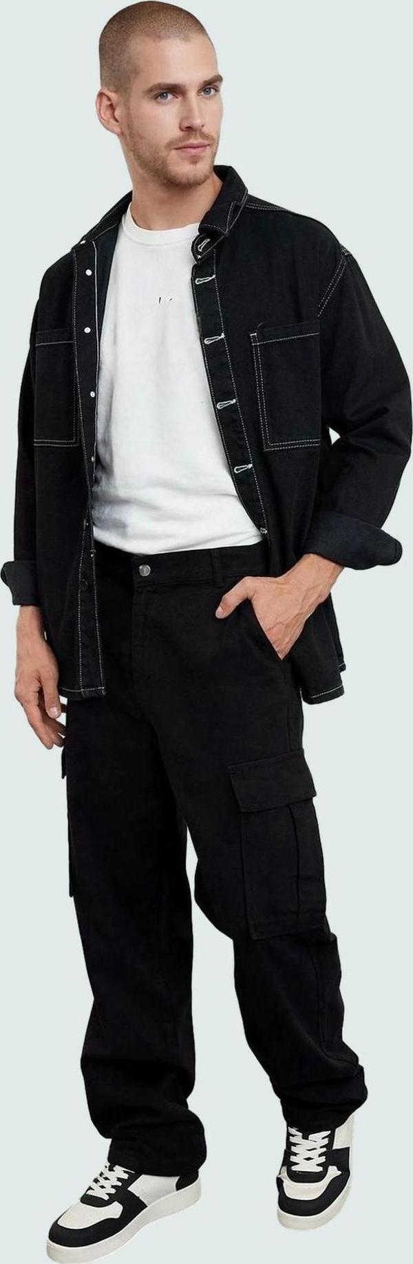 Erkek Gabardin Bol Kesim Kargo Pantolon Pamuklu Günlük Kullanım için Rahat Kaliteli Malzeme - Image 1