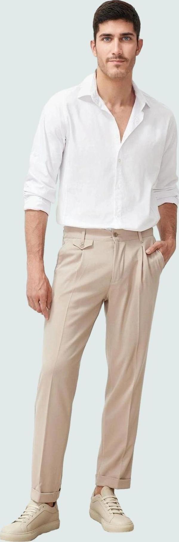 Erkek Slim Fit Boru Paça Pantolon Günlük Kullanım İçin İdeal Seçim Yaz Aylarının Vazgeçilmezi - Image 1