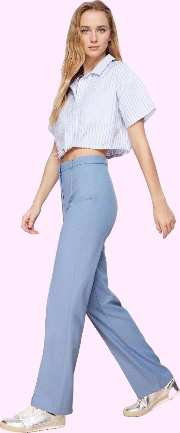 Kadın Yüksek Bel Straight Pantolon Dokuma Kumaş Casual Günlük Hafta Sonu Dayanıklı Malzeme - Image 1