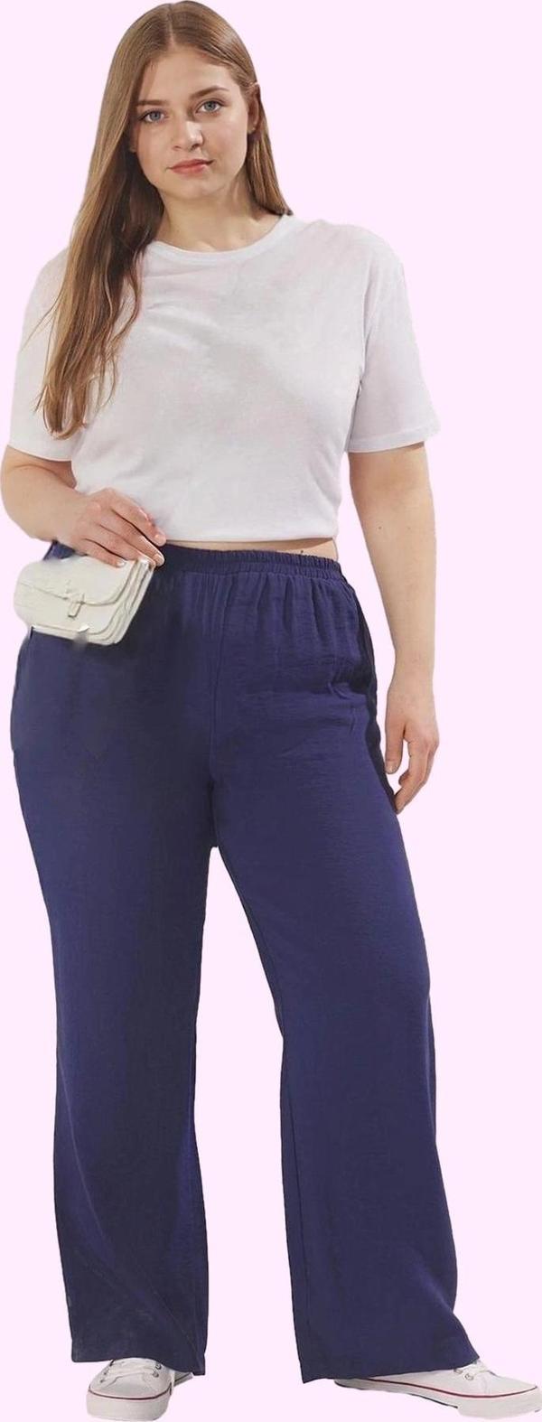 Kadın Geniş Paça Yüksek Bel Pantolon Düz Desenli Rahat Günlük Kullanım Yaz Aylarının Vazgeçilmezi - Image 1