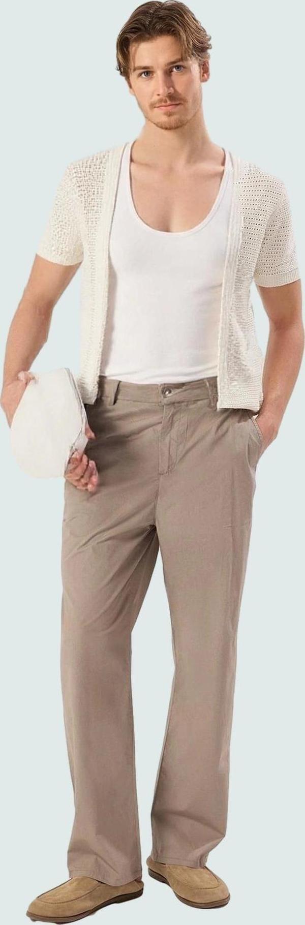 Erkek Straight Fit Boru Paça Pantolon Pamuklu Günlük Kullanım İçin Rahat Dayanıklı Malzeme - Image 1