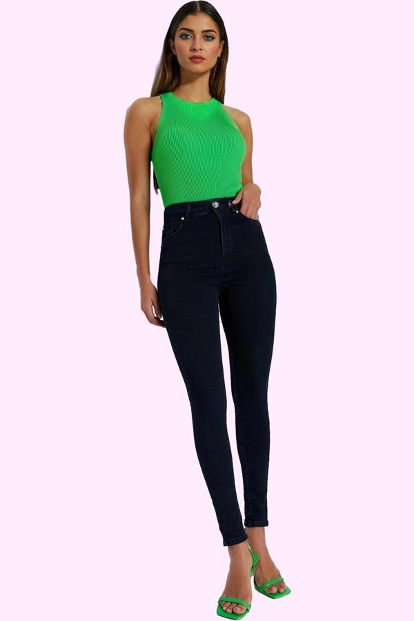 Kadın Skinny Jean Yüksek Bel Dar Paça İncelten Etki Günlük Kombinler Yaz Aylarının Vazgeçilmezi - Image 1