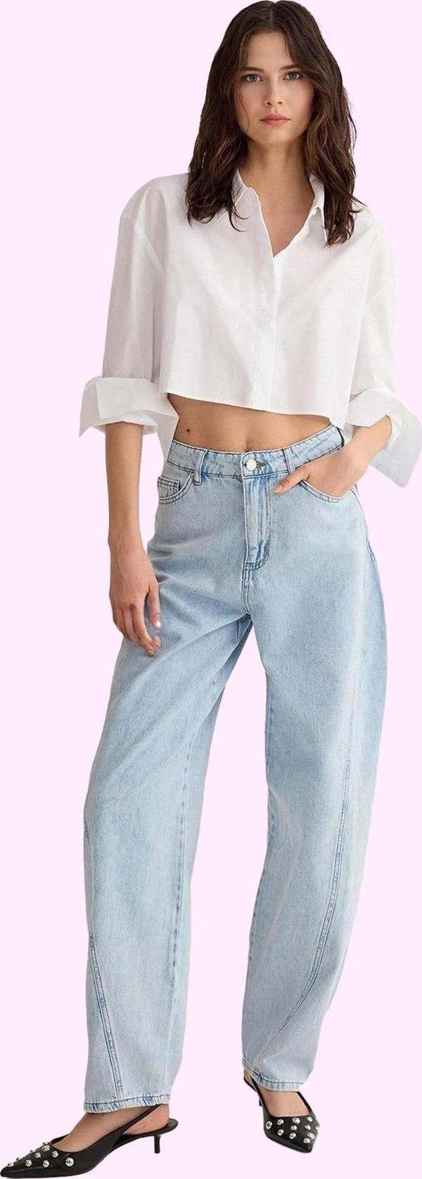 Kadın Yüksek Bel Geniş Paça Jean Pantolon Pamuklu Günlük Kombinler Yaz Aylarının Vazgeçilmezi - Image 1
