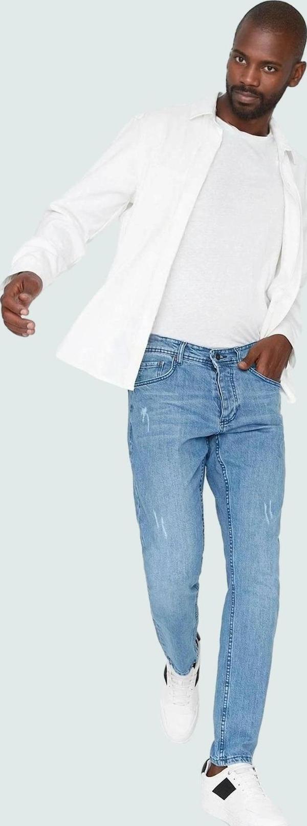 Erkek Slim Fit Dar Kesim Denim Kot Pantolon Yırtık Detaylı Casual Günlük Dayanıklı Malzeme - Image 1