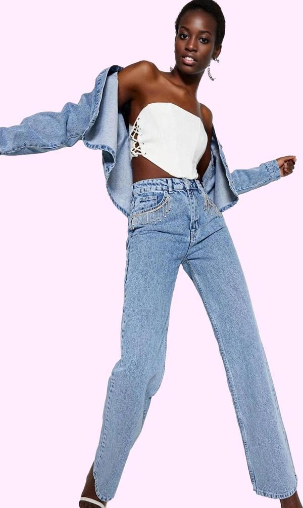 Kadın Yüksek Bel Wide Leg Jean Pamuk Günlük Şıklık Modern Tasarım Yaz Aylarının Vazgeçilmezi - Image 1