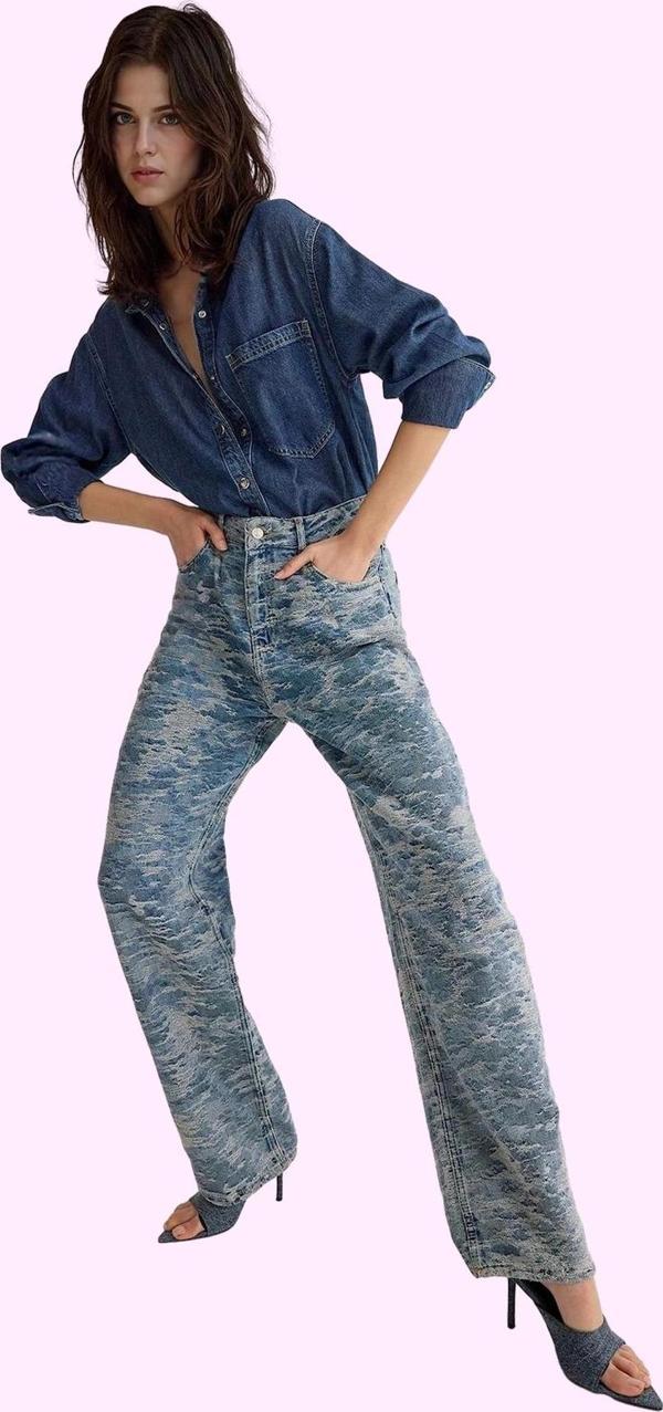 Kadın Geniş Paça Uzun Boy Düşük Bel Jean Pamuklu Günlük Kombinler Yaz Aylarının Vazgeçilmezi - Image 1