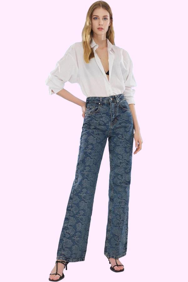 Kadın Yüksek Bel Geniş Paça Jeans Pantolon Pamuklu Günlük Kombinler Yaz Aylarının Vazgeçilmezi - Image 1