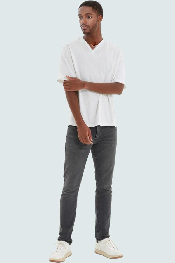 Erkek Skinny Fit Jean Pantolon Esnek Kumaş Dar Kesim Günlük Hafta Sonu Yaz Aylarının Vazgeçilmezi - Image 1