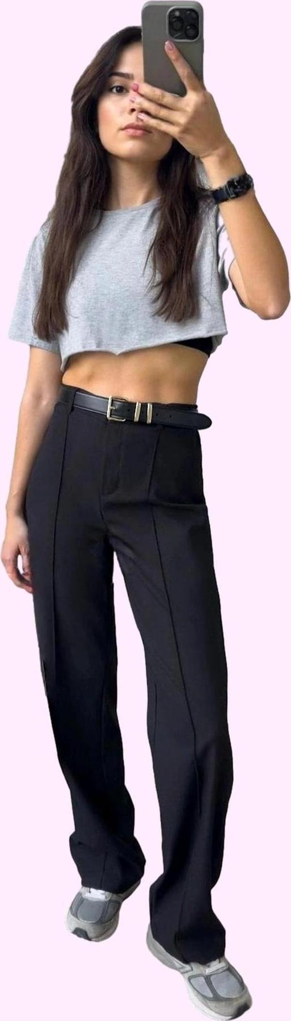 Kadın Geniş Paça Straight Kalıp Pantolon Düz Desen Günlük Kullanım Yaz Aylarının Vazgeçilmezi - Image 1