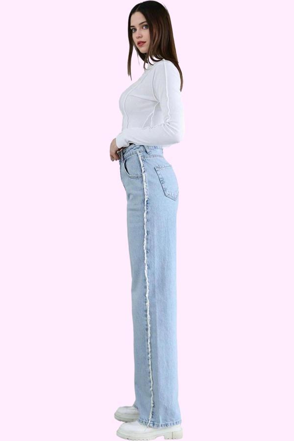 Kadın Yüksek Bel Uzun Boy Straight Jean Pantolon Pamuk Günlük Stil Yaz Aylarının Vazgeçilmezi - Image 1