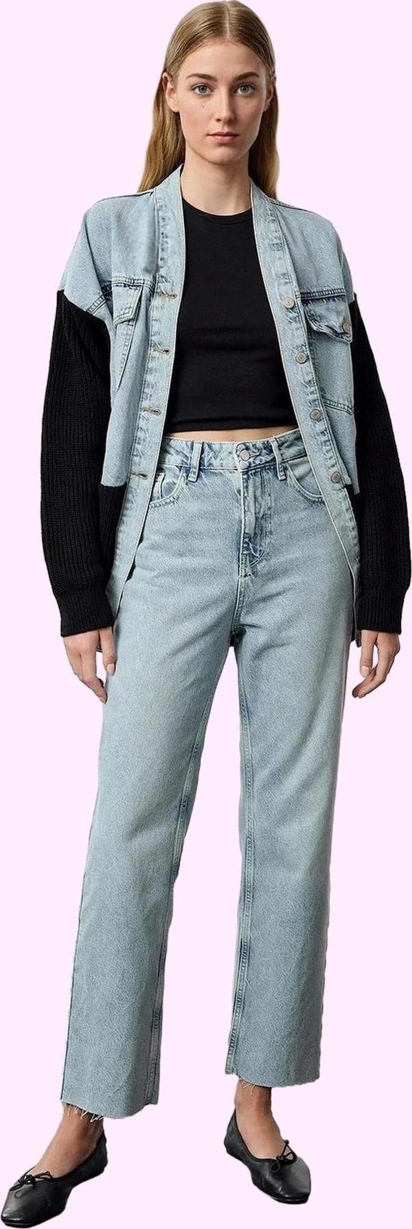 Kadın Yüksek Bel Straight Jean Pantolon Pamuk Denim Günlük Stil Yaz Aylarının Vazgeçilmezi - Image 1