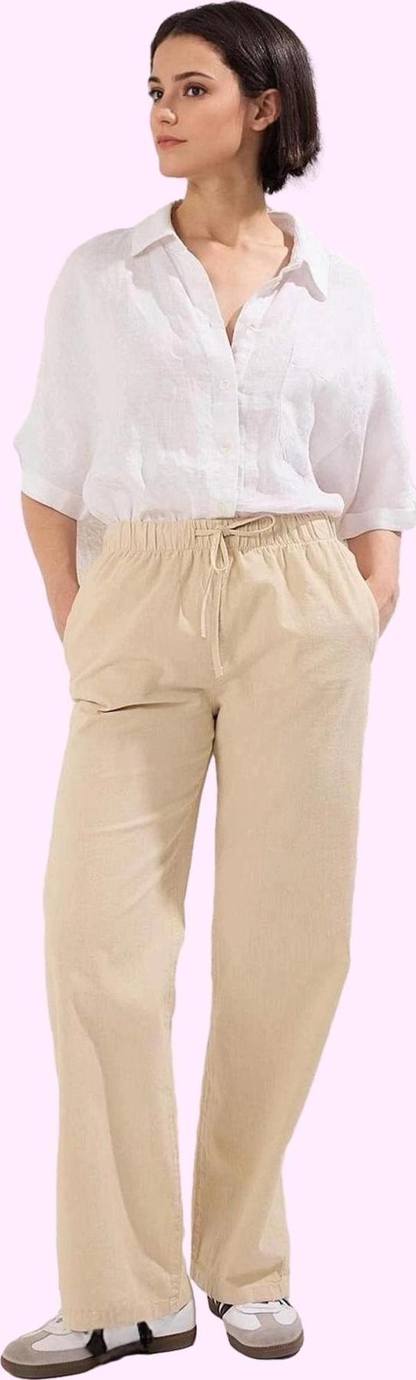 Kadın Yüksek Bel Geniş Paça Pantolon Düz Desen Günlük Kullanım Hafta Sonu Kaliteli Malzeme - Image 1
