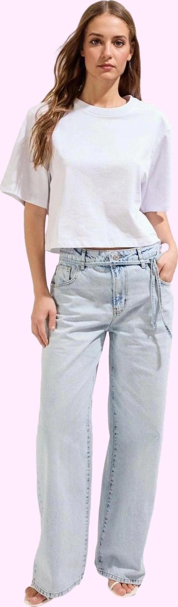 Kadın Geniş Paça Düşük Bel Kot Pantolon Pamuklu Günlük Şıklık Hafta Sonu Dayanıklı Malzeme - Image 1