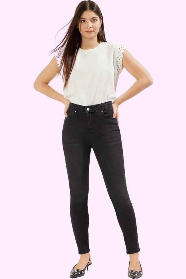 Kadın Skinny Jean Yüksek Bel Dar Paça Stretch Denim Günlük Hafta Sonu Yaz Aylarının Vazgeçilmezi - Image 1
