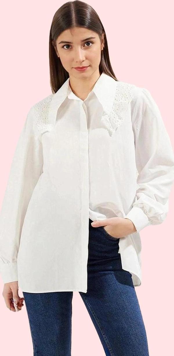 Kadın Brode Detaylı Dokuma Gömlek Ramazan Koleksiyonu Günlük Kullanım Yaz Aylarının Vazgeçilmezi - Image 1