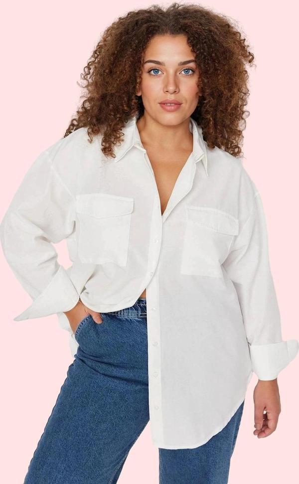Kadın Büyük Beden Oversize Poplin Gömlek Renk Günlük Kullanım İçin Yaz Aylarının Vazgeçilmezi - Image 1