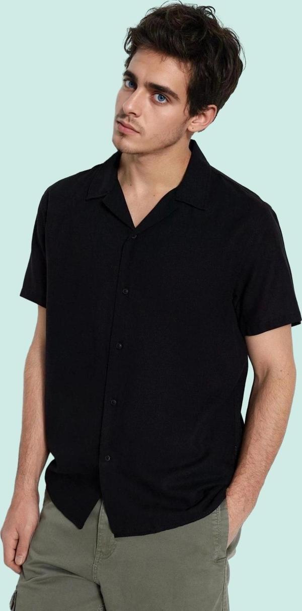 Erkek Basic Relaxed Fit Kısa Kollu Gömlek Pamuklu Günlük Kullanım Yaz Aylarının Vazgeçilmezi - Image 1